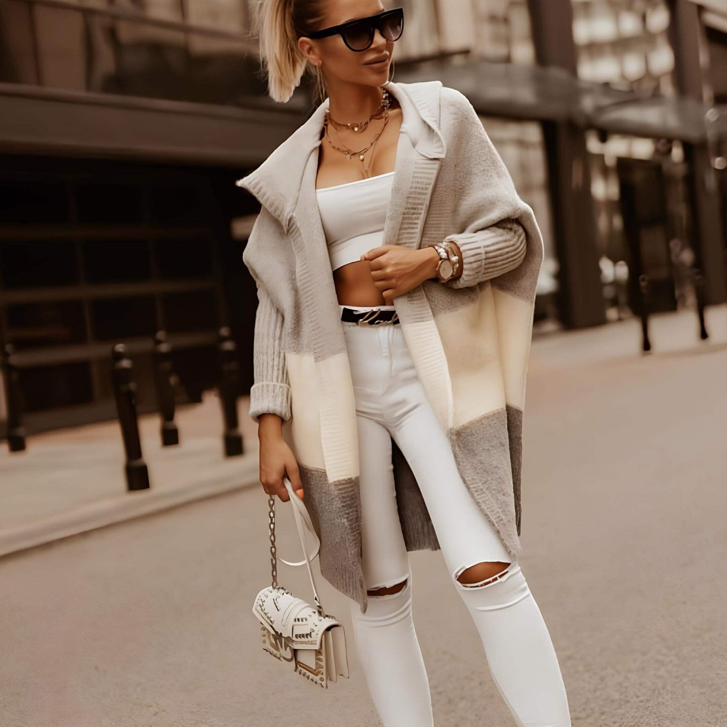 The Aspen Colourblock Knit Coatigan