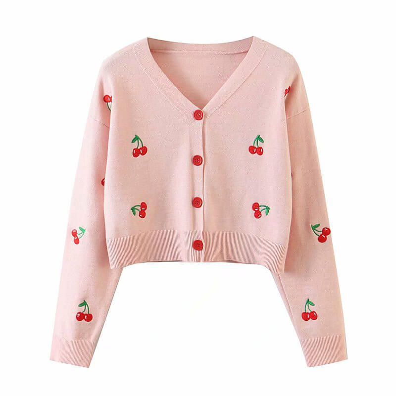 The Cherry Knit V-Neck Cardigan